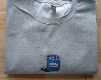 Embroidered Blueberry Jam Jar Crewneck Sweatshirt