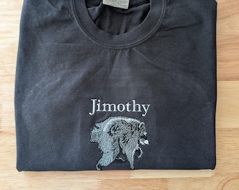 Embroidered Jimothy the Raccoon Comfort Colors® Cotton T-Shirt
