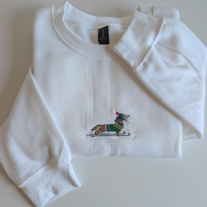 Embroidered Skiing Dachshund Holiday Christmas Sweatshirt