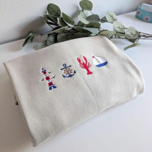 Embroidered Coastal Sweatshirt, Fisherman Aesthetic crewneck, Beachy sweatshirt, Nautical sweatshirt