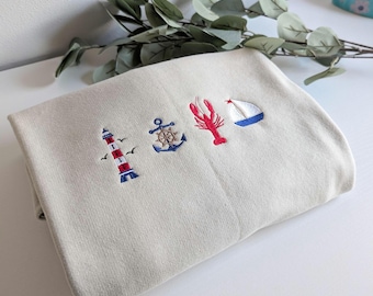 Embroidered Coastal Sweatshirt, Fisherman Aesthetic crewneck, Beachy sweatshirt, Nautical sweatshirt