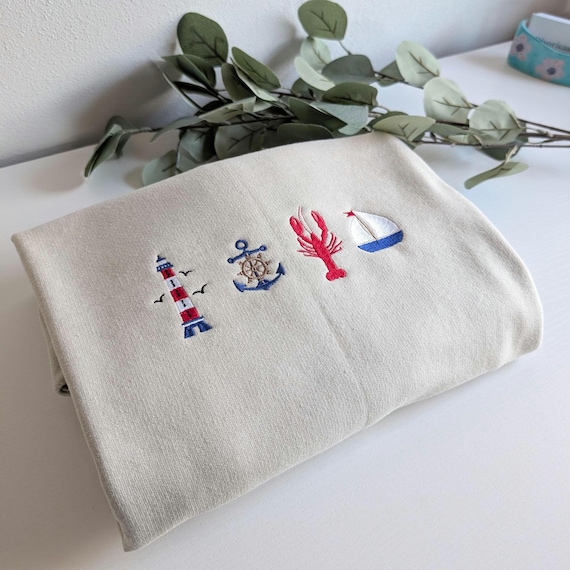 Embroidered Coastal Sweatshirt, Fisherman Aesthetic crewneck, Beachy sweatshirt, Nautical sweatshirt