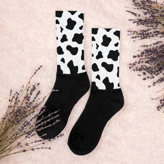 Black and White Cow Print Socks