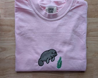Embroidered Manatee Comfort Colors® Cotton T-Shirt