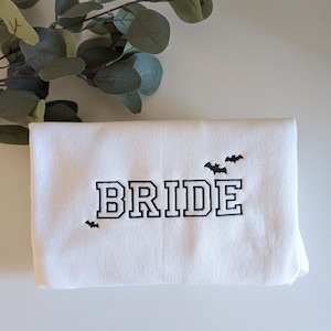 Spooky Bride Embroidered Sweatshirt, Halloween Bride crewneck, Halloween Wedding
