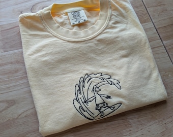 Comfort Colors® Embroidered Surfing Duck Heavyweight Cotton T-Shirt