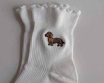 Dachshund Ruffle Ankle Socks