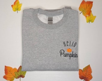 Hello Pumpkin Embroidered Crewneck Sweatshirt