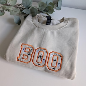 Embroidered Boo Sweatshirt for Halloween