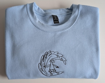 Embroidered Duck Sweatshirt, Surfing crewneck, Duck crewneck, Retro beach sweatshirt