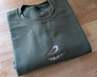 Coastal Calm Embroidered Sandpiper Gildan Crewneck Sweatshirt
