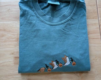 Embroidered Flying Mallard Ducks Halloween Comfort Colors® Cotton T-Shirt