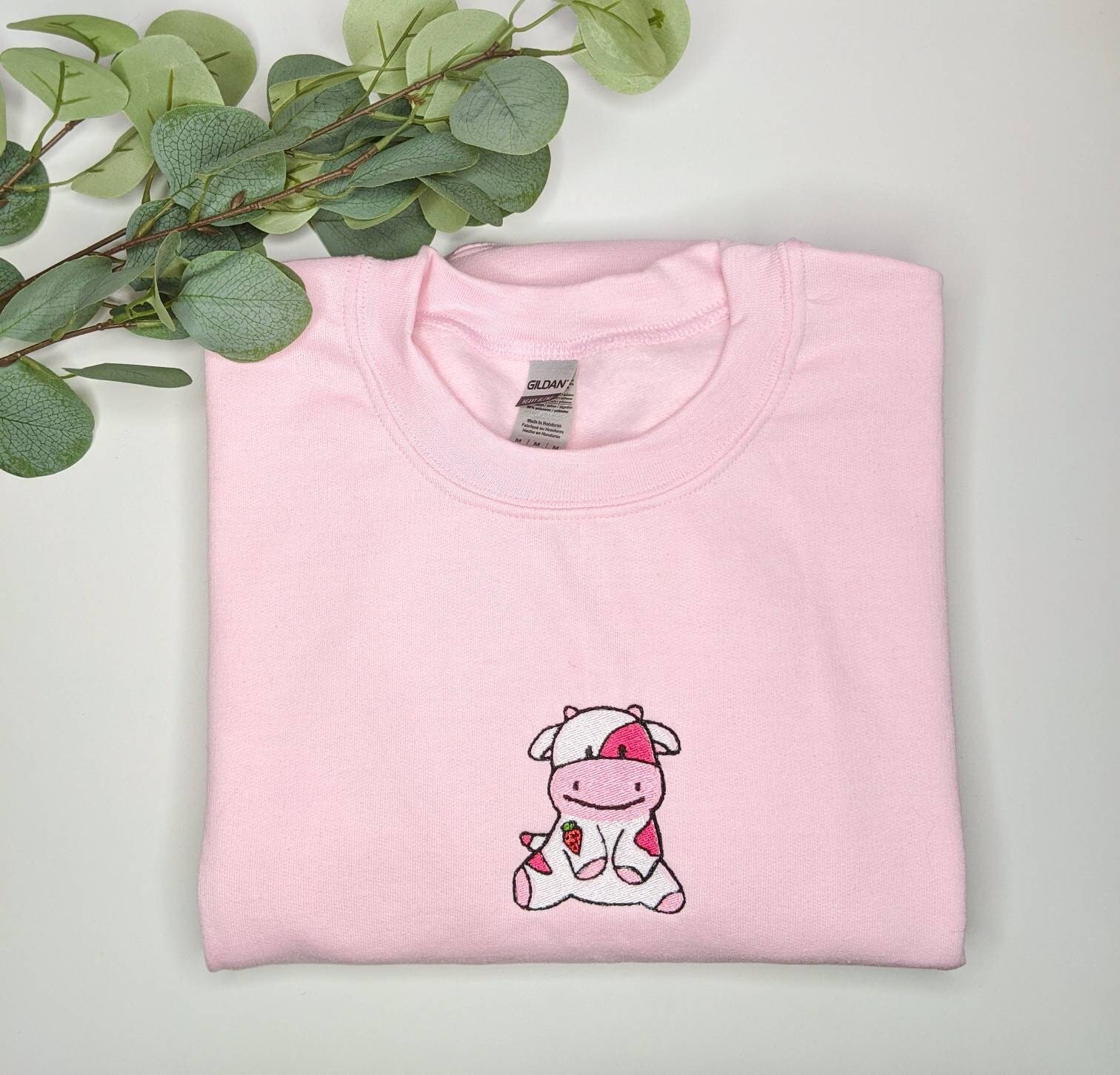 Strawberry Cow Sweatshirt Embroidered 