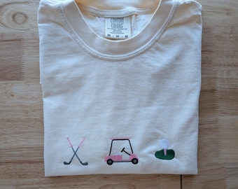 Comfort Colors® Embroidered Golf Girlie Cotton T-Shirt