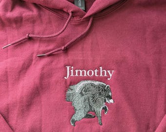 Embroidered Jimothy the Raccoon Hoodie, Seattle Hoodie, Viral Raccoon Meme