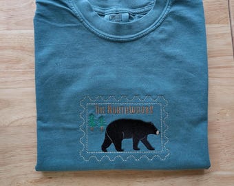 The Northwoods Bear Stamp Embroidered Comfort Colors® Cotton T-Shirt