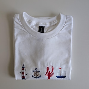 Embroidered Coastal Shirt, Fisherman Aesthetic T-shirt, Beachy Shirt image 3