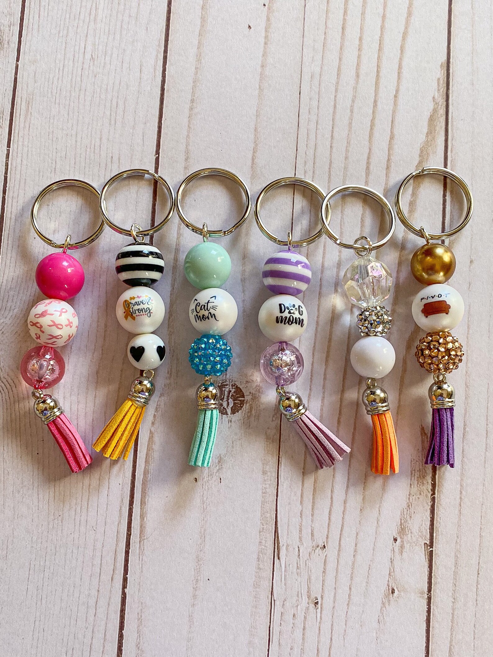 Bubblegum Bead Keychains Etsy