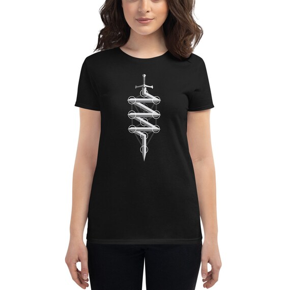 Flaming Sword Tree of Life - Sacred Geometry Kabbalah Shirt for Women