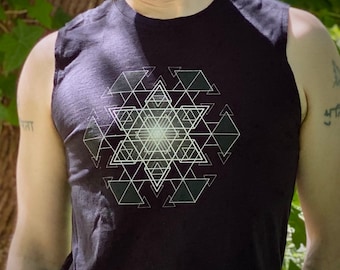 HyperHexagram Mandala - Sacred Geometry Kabbalah Muscle Shirt for Men