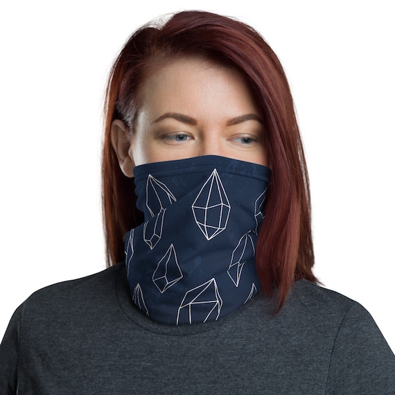 Crystal Grid (Midnight) - Washable Cloth Face Covering / Neck Gaiter / Face Mask in Navy Blue for Men & Women