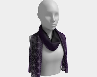 Flower of Life (Violet) Long Scarf - 2 Sizes and 4 Textures