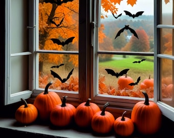 Halloween Bat (25/Pack) Window Clings: Reusable Vinyl Stickers