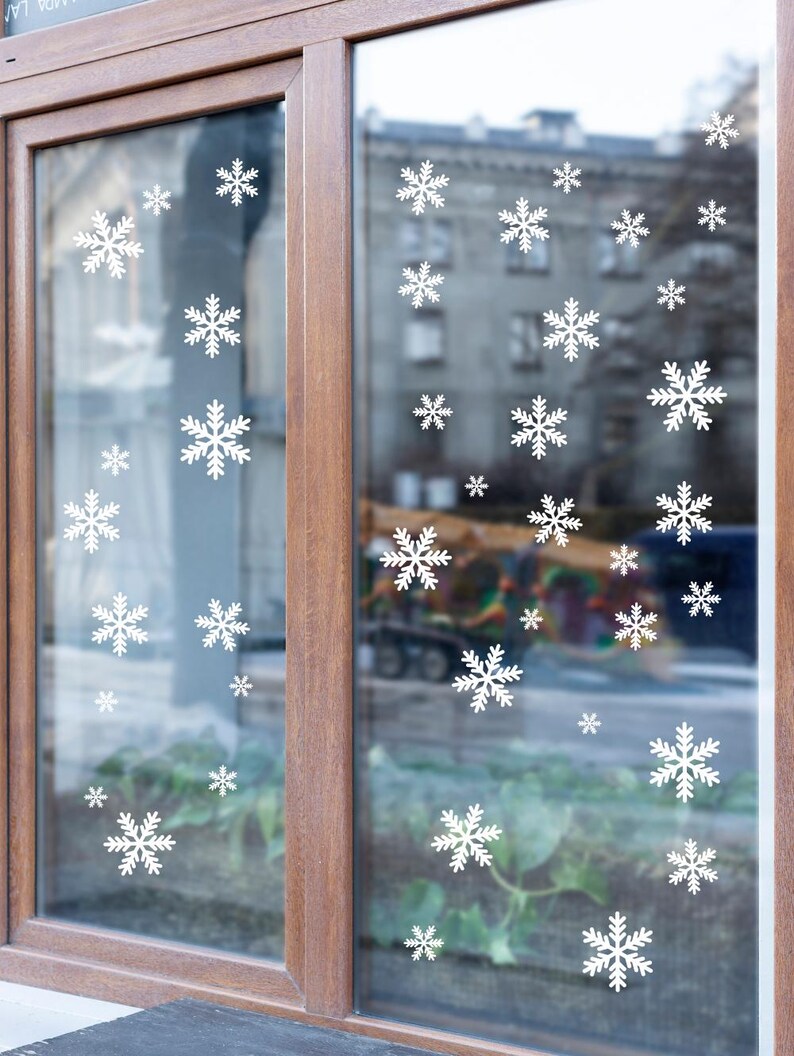 TRIXES 60 Adesivi Finestra Fiocchi Di Neve Bianchi, Riutilizzabili, Per Decorazioni Natalizie Bambini