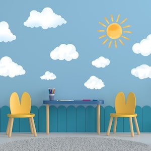Clouds and sun,  Kids wall decal, Nursery decor, Wall stickers, Kids Wall Decor, Bedroom wall decal