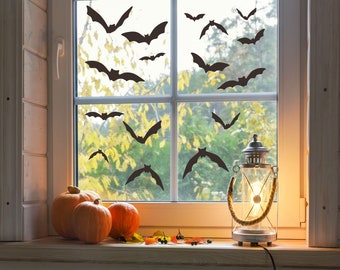MAY SALES! Halloween Bat vinyl decal sticker, 16 bats /pack, Window stickers, Halloween Party, Halloween decoration, Trick or Treat