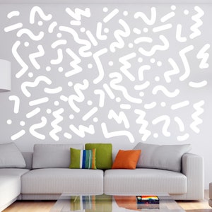 Large Memphis style wall decals, vintage design