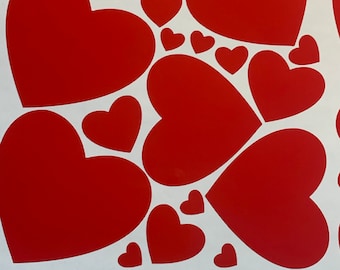 Valentines Day, Heart Vinyl Decals: Mixed Size Stickers, Wall Decor