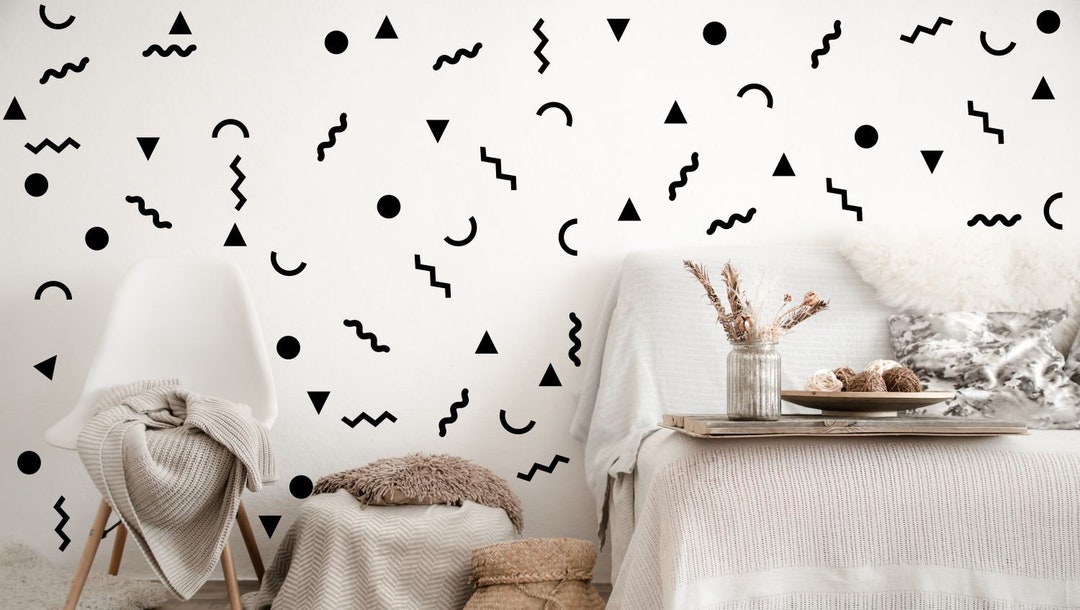 SALE! Mixed Shapes Wall Decal Kit: Geometric Vinyl Wall Art - Etsy
