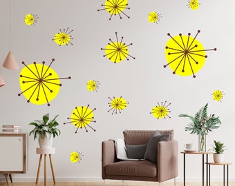 Mid Century Starburst wall decal, Peel and Stick Wall decals, Home decor