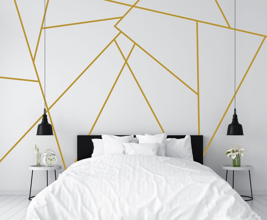 Geometric Line Wall Decals Matt Gold Stripes Wall Decals Etsy
