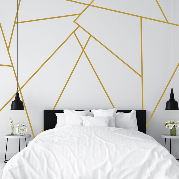 Geometric Line Wall decals, Matt Gold Stripes Wall Decals, Bedroom wall stickers, Office sticker,  Wall Decal, Kitchen wall sticker