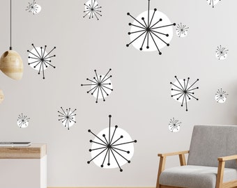 FLASH SALES WEEKEND! Mid Century Starburst wall decal, Peel and Stick Wall decals, Home decor