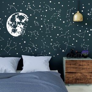 Constellation Wall Decals, No names, 26 Constellation decals / pack, Star Decals, Nursery, Boys' Bedroom, Kids Playroom, wall sticker