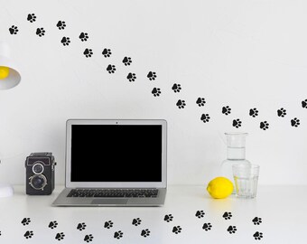 28 Paw Print Stickers – Glossy Decals For Car, Wall, Laptop – Many Colors Available