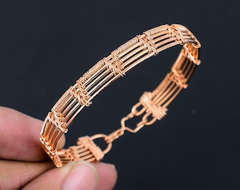 Pure Copper  Ethnic Bangle | Solid Copper | Twisted Wire Wrapped Bangle | Adjustable Bangle |  Copper Jewelry for her/him
