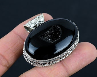 Ciondolo in agata del Botswana: collana ovale in argento sterling