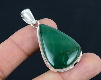 Nephrite Jade Pendant:  Gemstone, 925 Sterling Silver