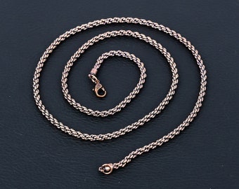 Oxidized Copper Rope Chain Necklace - 3mm Solid Copper