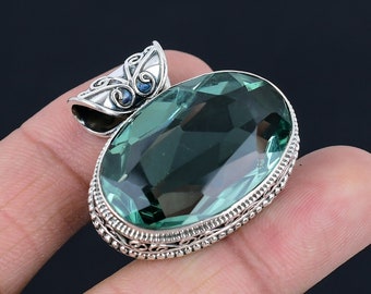 Faceted Aquamarine Pendant: 925 Sterling Silver Gemstone