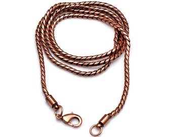 Oxidized Copper Snake Chain Necklace: Solid Copper Jewelry Gift