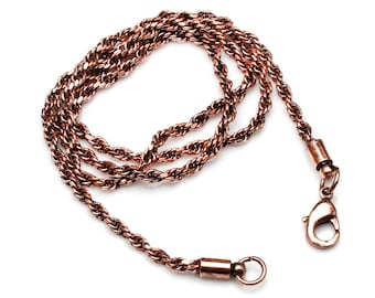 Pure Copper Rope Chain Solid Copper Rope Chain Necklace Oxidized Copper Jewelry Chain Necklaces  Copper Chain Gift For Her Mom Love