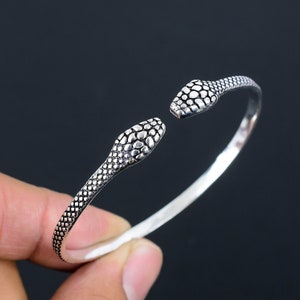 Bracelet jonc serpent en argent sterling 925, jonc réglable, peau de serpent, jonc croisé, jonc animal, jonc en argent pour elle/lui