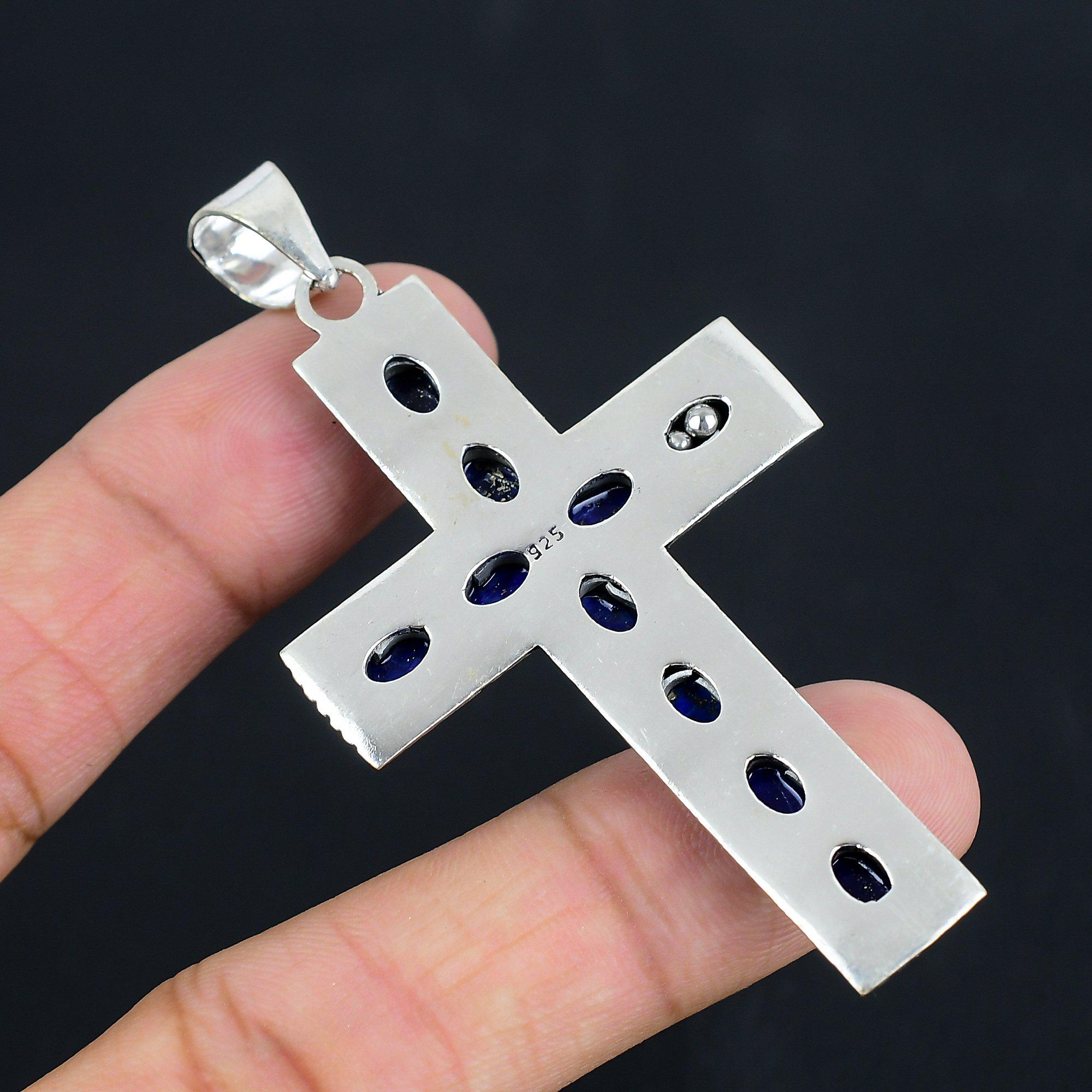 AAA+ Qualità Pera Lapislazzuli Ciondolo 925 Argento Sterling