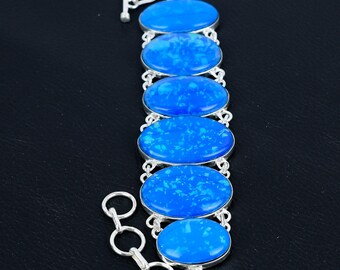 Bracciale in opale di fuoco: argento sterling 925 regolabile con pietra preziosa - Italia