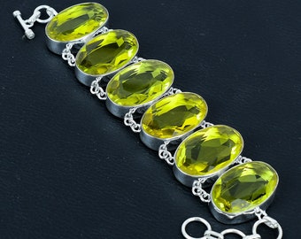 Lemon Topaz Gemstone Bracelet | 925 Sterling Silver | Oval